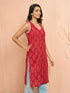 Women's Red Floral Print Cambric Kurta